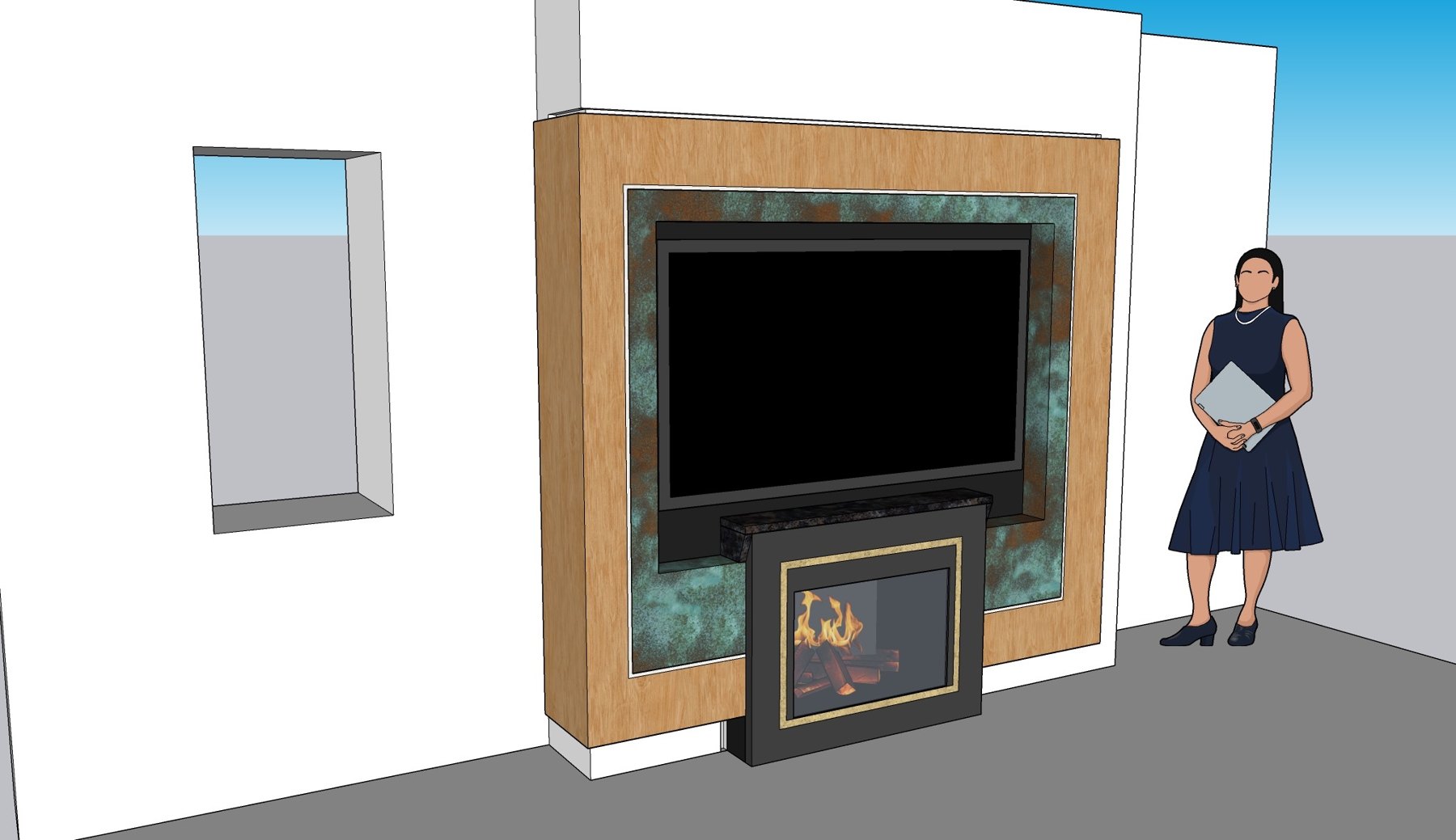 Computer study of a proposed fireplace surround